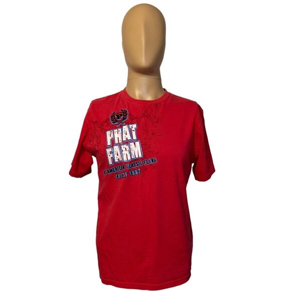 Vintage Phat Farm Shirt Adult XL Red Hip Hop Graphic Short Sleeve Crew Neck - Picture 2 of 6